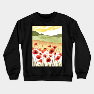 Abstract Watercolor Summer Field Poppies Crewneck Sweatshirt